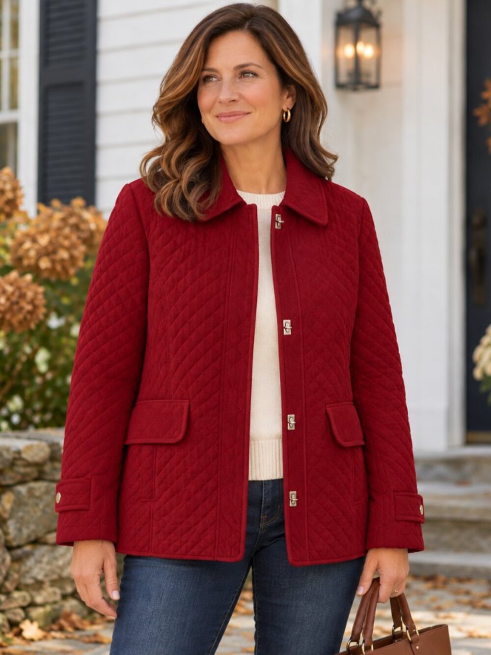Mackintosh New England Womens Quilted Jacket Large Cranberry Red Preppy Heritage